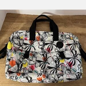 Kipling Palm Print Black White Pink Yellow Green Bag
